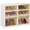 Relaxdays Scarpiera Salvaspazio in Plastica Pieghevole, HLP: 66,5x86,5x34,5 cm, 12 Paia Scarpe, Ruote, Bianco Marrone