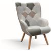 Poltrona HAVANA in tessuto multicolore e gambe in legno