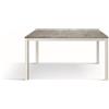 Tavolo TROPEA in legno, finitura grigio cemento e base in metallo verniciato bianco, allungabile 120×80 cm - 170×80 cm