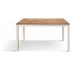 Tavolo TROPEA in legno, finitura rovere rustico e base in metallo verniciato bianco, allungabile 140×80 cm - 190×80 cm
