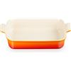 LE CREUSET PIROFILA RETTANGOLARE ROSSO CILIEGIA IN GRES PORCELLANATO ARANCIONE FLAME (FIAMMA), L - 32 x 24 cm, 4 lt