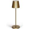 Madrigal Classica 3 (38 cm) - Lampada LED Ricaricabile USB-C da Tavolo a Lunga Durata con Base Tonda - Luce Regolabile (Dimmer) con il Tocco - Casa e Ristorante - Protezione IP54 - Oro Brunito