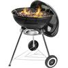 GRANDMA SHARK BBQ Barbecue Sferico 22 Pollici, 55 cm All'aperto Campeggio Viaggio Treppiedi Griglia per Barbecue con 2 Ruote, Nero