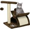 PawHut Tiragraffi Gatto Albero Tira Graffi Gioco Giocattolo per Gatti con Cuccia 2 Palline Appese in Sisal Naturale Altezza 43cm