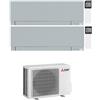 Mitsubishi Electric Climatizzatore Mitsubishi Dual Split MSZ-EF Kirigamine Zen 9000+12000 R32 A+++ WiFi MXZ-2F42VF4 Argento 9+12