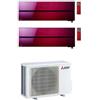 Mitsubishi Electric Climatizzatore Mitsubishi Dual Split MSZ-LN Kirigamine Style 9000+9000 R32 A+++ WiFi MXZ-2F42VF4 Rosso 9+9