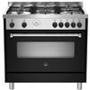 Ⓜ️🔵🔵🔵 LA GERMANIA AMN965ENET/21 - Cucina 5 fuochi gas, bruciatore con doppia corona, forno elettrico, 90x60 cm, nero, Serie Americana, Classe A
