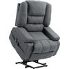 HOMCOM Poltrona Alzapersona Reclinabile con 8 Punti Massaggianti, in Tessuto Effetto Lino, 97x90x102 cm, Grigio