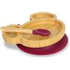 BIOZOYG Set con piatto di bambù Topo I Piatto con base a ventosa e cucchiaio - certificato FSC I Set con ciotola in legno di bambù per bambini - Piatto da merenda I Stoviglie di bambù rosse