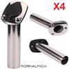 INOX MARE 4 X PORTACANNE INCASSO INOX PER BARCA INCLINATO TAPPO NERO - 4 PEZZI