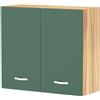 Shally Dogan Pensile da Cucina Componibile a Parete, Armadio Sospeso in Legno con Anta Ripiano e Scomparti, Armadietto da Muro Spazioso e Resistente, Colore Verde (Doppia Anta)