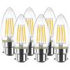 LVWIT Lampadina Filamento LED B22, Forma Candela C35, 4W equivalenti a 40W, 470Lm, Luce Bianca Calda 2700K, Mini Globo, Consumo Basso, Risparmio Energetico, Non dimmerabile - Pacco da 6 Pezzi