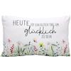 Dekohelden24 Cuscino decorativo - Kuschel Cuscino con prato/cuscino decorativo - Cuscino - Oggi è un buon giorno per essere felici - L x P ca. 40 x 13 x 23 cm, 100% cotone