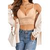Weardear Top Corto in Pizzo per Donna Reggiseno Sexy Canottiera Estiva Top Corto Spaghetti Camilose Bianco XL