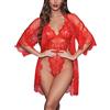 Avidlove Set Di Lingerie Da Donna Sexy Teddy Body Kimono In Pizzo Halterneck Completo In Due Pezzi Lingerie Senza Schienale Maglia Da Notte Rosso S