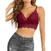 Weardear Canottiera Sexy Canotta in Pizzo Bustier Spaghetti Canottiera Reggiseno Estivo da Donna Senza Top Corto con Ferretto Bianco S