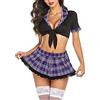 Avidlove Set di Lingerie Sexy per Donna Completi di Alunno Cosplay Outfits Top Gonna Corta Viola S
