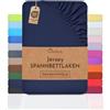 NatureMark Lenzuolo con angoli elasticizzati in jersey, in 100% cotone, in molti colori e misure, conforme all'Oeko-Tex Standard 100, 120 x 200 cm blu navy