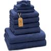 GREEN MARK Textilien GREEN MARK Confezione da 10 asciugamani in spugna di varie misure, 4 asciugamani per le mani, 2 teli doccia, 2 asciugamani per ospiti, 2 guanti da bagno, di colore navy blau