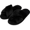 riemot Pantofole da donna invernali in peluche memory foam, comode e antiscivolo, morbide, colore nero, taglia 40-41, Nero, 40/41 EU
