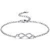F.ZENI Bracciali da donna in argento sterling 925, con zirconi cubici, con simbolo dell'infinito, per sempre, da donna (White Love), 17 cm, Argento
