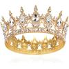 AROWRO Corona da donna, completa, rotonda, diadema di cristallo, corona barocca, tiara sparkly, strass, da principessa, per matrimonio, ballo, compleanno, pageant, decorazione per torta di carnevale,