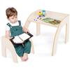COSTWAY Set Tavolo e Sedie per Bambini 3+ Anni, Tavolino Legno con Sedie per Cameretta con Bordo Curvato e Ampio Piano, Mobile Salvaspazio per Camera da Letto, Soggiorno e Asilo (Bianco)