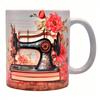 Shopi Zone Tazza in ceramica con design di macchina da cucire vintage e fiori - stile retrò ed elegante per gli amanti del cucito