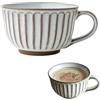 AYYDS Tazza da caffè grande, 400 ml, tazza grande, in ceramica, con manico, tazza da caffè, ciotola per insalata con manico, tazza XXL per cappuccino, ciotola ramen (bianco + strisce)