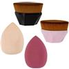 FDEETY Set Pennelli Make Up Pennello Fondotinta Spugnetta Fondotinta Kit Pennelli Make Up Spugna Fondotinta Pennello Blush Polvere Spugnette Trucco Make Up Pennello Fard(Nero & Rosa)