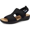 Fly Flot Bisceglie, Sandali Donna in Rete Elastica, con Strappo Regolabile, Sottopiede in Evopell, Ciabatta, Nero, 41 EU