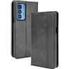 WEIOU Leather Folio Cover per Motorola Moto Edge 20 pro, Custodia in Pelle PU Magnetica Libro Flip Portafoglio con [Funzione Stand]. Nero