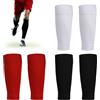 MUNSKT 3Pcs Calzino maniche, Comfort traspirante Shin Pad maniche, calzini da calcio taglio, elastico calcio gamba maniche per il calcio principianti (nero + rosso + bianco)