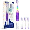 Seago Spazzolino Elettrico Bambini 3-12 Anni Spazzolino Bambini Spazzolini Elettrici Con 4 Testine Spazzolino Elettrico Luce LED Colorata e Osservante 4 Modalità Timer Intelligente SG-977, Viola