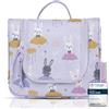 TA Trend Atelier Beauty case bambino da appendere - trousse da toilette e beauty case sostenibile in poliestere riciclato, idrorepellente, con specchio e scomparti (Ballerina-Coniglio-Lilla)