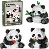 Hpbaggy Panda Mini Building Blocks Set,Set di Mattoncini da Costruzione 3 In 1,Panda Cute Animals Building Set,Panda Mini Mattoncini da Costruzione,Panda Micro Building Blocks Vestito per bambini 3 + anni