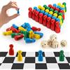 TIVUNORON 80 Pezzi Pedine Multicolori, Scacchi di Pedine Multicolori in Legno e Dadi da Gioco, Tavolo Pedine Gioco per Giochi Tavolo (4 Colori)