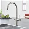 Grohe Blue Home rubinetto da cucina con SodaSystem e sistema di filtraggio, orientabile, 31455DC1, Blue Home supersteel [Rubinetteria da Cucina > Rubinetti da Cucina con Trattamento dell'Acqua]