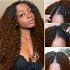 CLASSINE High Light Parrucca Capelli Umani Parrucca Donna Capelli Brown V Part Curly Human Hair Wigs Veri Umani Parrucca Riccia Brasiliani Vergini Parrucca Donna Kinky Curly Human Hair Wig 20 Pollice