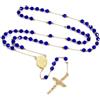 FaithHeart Collana Rosario Santa Maria Collana Donna Uomo Catenina Lunga 66cm Blu Preghiera Medaglia Vergine Maria Collana Croce Cattolica Perline Ciondolo Crocifisso Gioielli Religiosi
