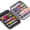 BASSDASH Set di mosche per pesca a mosca, set di mosche, per pesca alla trota con scatola per mosche, 36/64/72/76/80/96 pezzi, mosche secche/bagnate, ninfe, serpentine,