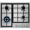 Aeg Piano Cottura da Incasso a Gas 60 cm 4 Fuochi Speed Burner Estetica inox Griglie in Ghisa Manopole StepPower su 9 livelli Slim Profile AEG HGB64420SM