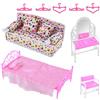 Felenny 8 Pezzi Accessori per Mobili Principessa Set Comò + Set Divano + Set Letto + Grucce per Camera da Letto Barbie Doll