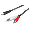 Goobay 51650 Adattatore Cavo Audio AUX, Jack da 3.5mm a Connettore RCA Stereo, CU, Nero, 3m Lunghezza del Cavo