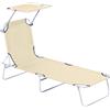 Outsunny Sdraio da Giardino Pieghevole con Tettuccio Regolabile e Schienale Reclinabile a 4 Livelli, Beige