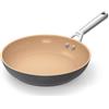 Ninja Extended Life CW90024DE - Padella antiaderente in ceramica (senza PFA, PFOA, piombo o cadmio), adatta per induzione, manico in acciaio inox, adatta per forno fino a 285°C, terracotta e grigio,