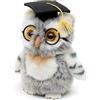 Uni-Toys - Gufo (grigio-bianco) con cappello da dottore e occhiali - 18 cm (altezza) - Uccello di peluche - peluche