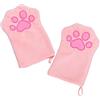 CavspkArt 2 guanti per la pulizia del cane per cani e gatti, in morbida microfibra per animali domestici, in pile di corallo, guanti assorbenti per animali domestici, guanti a forma di zampa di gatto (rosa)