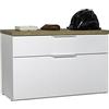 COMPOSAD | Scarpiera della Linea MUNDI con 1 Cassetto e 1 Ribalta, Scarpiera Panca, Mobile Ingresso Salvaspazio, (LxAxP) 82,30x53,30x35,20 cm, Colore Rovere e Bianco Laccato, Made in Italy