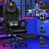 ALFORDSON Sedia da Gaming con Poggiapiedi e Cuscino Lombare, Sedia da Ufficio ergonomica per Computer con Reclinazione a 150°, Sedia da Scrivania per Videogiochi in Pelle, Portata 180 kg, Nero